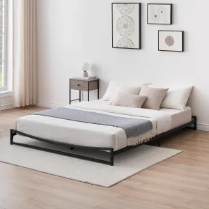 6 Inch Metal Platform Full Size Bed Frame Low Profile with Sturdy Steel Slats Support, Mattress Foundation, No Box Spring Needed, Easy Assembly, Black