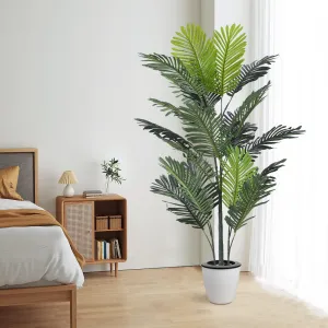 5FT Artificial Areca Palm Tree - Realistic Design + Sturdy Adjustable Trunk + Premium Polyester - Indoor Decor, Office, Home - Easy Maintenance