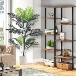 2Pack 6FT Artificial Areca Palm Tree + Real Bark Design + Sturdy & Adjustable + Polyester Material + UV Resistant + Modern Home Office Decor