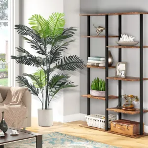 6FT Artificial Areca Palm Tree Indoor Plant with Real Bark Design, Adjustable Trunk, UV Resistant, Polyester Material, Home Office Decor