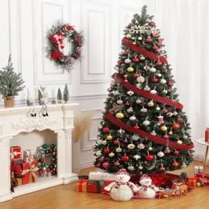 7.5 FT Foldable Artificial Christmas Tree with Metal Base, Lifelike PVC, No Installation, for Home, Patio, Living Room