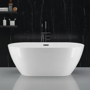 SZ1 67" Freestanding Bathtub in Streamline Design with Chrome Overflow and Drain, cUPC Certified, White