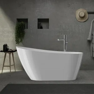 SZ2 67" Freestanding Soaking Tub in Sloped Lumbar Support Design with Chrome Overflow and Drain, cUPC Certified, White
