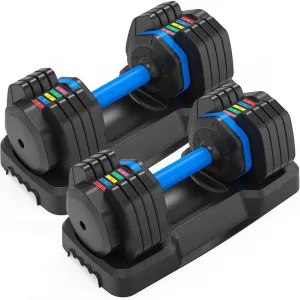 Set of 2 Metal Adjustable Dumbbells 55 pound Each, 2-piece Dumbbell Set with Anti-slip Handle