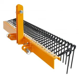 72" Pine Straw Rake - 30 Spring Tines, Powder Coated Steel, 3-Point Hitch Cat 0/1 (Tow Behind for Yard Cleanup/Dethatching)