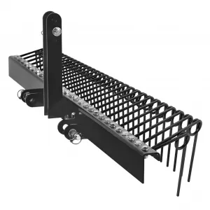 72" Pine Straw & Landscape Rake – 30 Coil Spring Tines, Powder-Coated Steel Tow-Behind with 3-Point Hitch for Category 0 & 1 Tractors (Leaves, Grass, Debris)