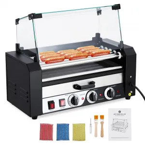 1050W 5-Roller Hot Dog Grill, 12 Capacity, Stainless Steel