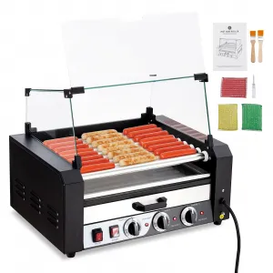 1650W Hot Dog Roller 9 Rollers, 24 Capacity with Dual Temp