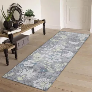 Floral Runner Rug 2x6 Runner Rugs for Hallway Boho Runner Non Slip Modern Floral Kitchen Rug Runner, Washable Entryway Runner Rug with Rubber Backing Low Profile Rug,2x6