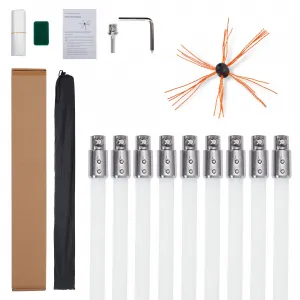 31 Feet Chimney Sweep Kit, Chimney Cleaning Kit with 9 Nylon Flexible Rods, Chimney Brush, Chimney Cleaner, Chimney Brush Kit Driven by Drill for Sweeping Fireplace, Single Brush Head