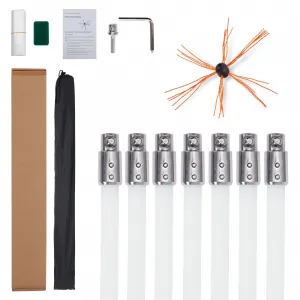 24 Feet Chimney Sweep Kit, Chimney Cleaning Kit with 7 Nylon Flexible Rods, Chimney Brush, Chimney Cleaner, Chimney Brush Kit Driven by Drill for Sweeping Fireplace, Single Brush Head