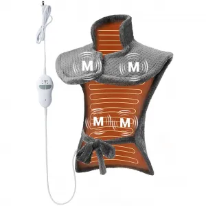 Massaging Heating Pad for Neck, Shoulders and Back, 24" x 35" Large Electric Heating Pad for Back Pain Relief with 8 Massage Combos, 2 Heat Levels, 4 Massage Motors, 2H Auto Shut-Off, Gray