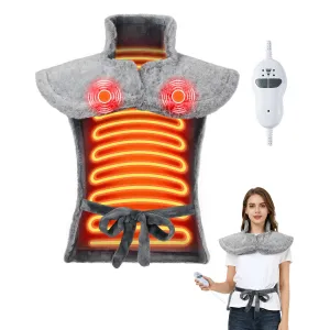 Vibrating Heating Pad for Neck and Shoulders and Back Pain Relief, Electric Heating Pad with Massager, 2 Heat Levels & 4 Massage Modes, Gifts for Women Men Mom Dad, Auto Shut-Off, Grey