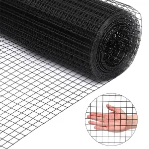 Black Hardware Cloth 1/2 Inch 24 in x 50 ft 19 Gauge PVC Coating Wire Mesh Rolls Vinyl Coated Welded Chicken Wire Fencing for Home and Garden Fence and Home Improvement Project