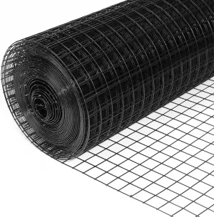 48"x100' 19 Gauge PVC Coated Galvanized Steel Wire Mesh Roll 1/2" Openings Anti-Rust for Garden Fence Poultry Protection Tree Guard Black