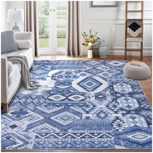 Living Room Rugs 8x10 Washable Rug Large Bedroom Rug Colorful Dining Room Rugs for Under Table Vintage Floral Printed Rug Oriental Distressed Low Pile Floor Carpet Aesthetic Accent Rug Blue