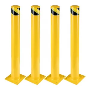 4 Pack 4.5" Diameter Safety Steel Bollard Posts for Security - 4 Packs 42 inch