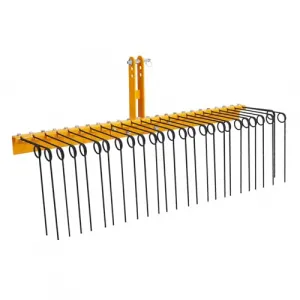 60 Inch Pine Straw Needle Rake,26 Coil Spring Tines Pine Needles Rakes, Durable Powder Coated Steel Landscape Rake Attaches to Cat 0 Cat 1, 3 Point Hitch Receiver Attachment - Black+Yellow