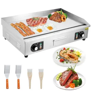30-Inch Commercial Electric Grill 3000 Watts Non-Stick Stainless Steel Adjustable Temp 122°F-572°F for Home & Restaurant(NO PLUG)