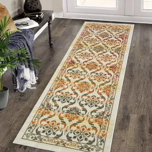 Runner Rug 2x6 Washable Rug Oriental Floral Runner Rug Boho Distressed Accent Rug Non-Slip Entryway Rug Living Room Runners Low Pile Non-Shedding Thin Floor Carpet for Home Floor Decor Multi