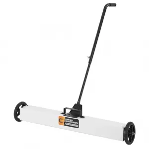 24 Inch Rolling Magnetic Sweeper, Magnetic Sweeper with Wheels and Adjustable Handle, Magnetic Pick Up Sweeper to Pick Up Nails with Quick Release Latch, 55-LBS Capacity