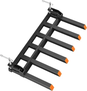 60" Clamp-On Debris & Pallet Forks – 4000-LB Heavy-Duty Attachment for Loader Bucket, Skid Steer & Tractors
