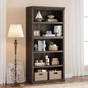 5 Tier Bookcase, Farmhouse Book Shelf with Storage Open Display Bookshelves, 67.4" Tall Book Case Wooden 5 Shelf Bookcase Home Decor Furniture for Home Office, Living Room, Bed Room, Oak