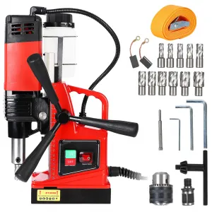 Mag Drill Press 1100W Portable Magnetic Drill Press with 11Pcs Drill Bits for Industrial and Home Improvement Metal Surface Drilling 1.6" Diameter 550 RPM