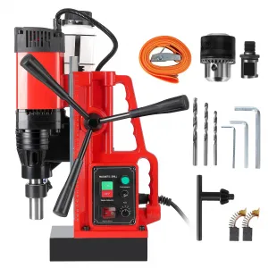 Magnetic Drill, 1100W 550RPM Portable Magnetic Drill Press, 1.57in Boring Diameter, 12Pcs Drill Bits Electric Drilling Machine for Metal Surface, Industrial and Home Improvement 500RPM