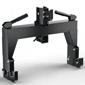 3 Point Quick Hitch for Category 0 & 1 Tractors, 3000 LBS Lift, Heavy-Duty Steel, Easy Install, Dual Receivers, Black, Farm Use