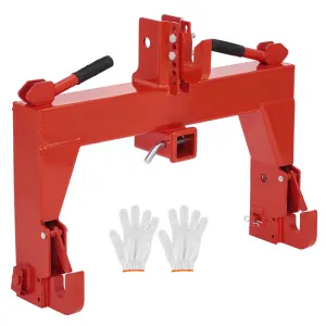 Heavy-Duty Tractor 3 Point Quick Hitch for Cat 1 Tractors - 3000lb Lift Capacity Dual Receiver Hooks Easy-Install Orange Hitch Attachment