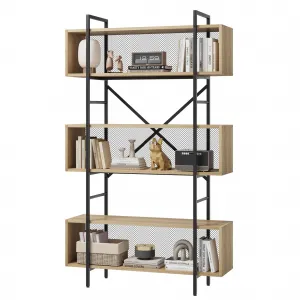 6 Tier Industrial Bookshelf with Storage, 71.3 Inch Tall, MDF & Metal Frame, Open Display, Anti-Tipping, Adjustable Feet, Living Room, Bedroom, Home Office