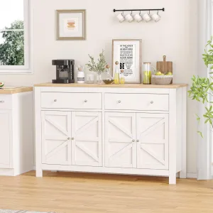 55" Buffet Sideboard Cabinet + Ample Storage & Farmhouse Style + Wood + Sturdy Structure + Kitchen & Dining