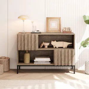 Entryway Console Table Modern Farmhouse Sofa Table with Storage Shelves & Metal Legs, MDF & Iron, 43.9" Length, Easy Assembly, Living Room Hallway