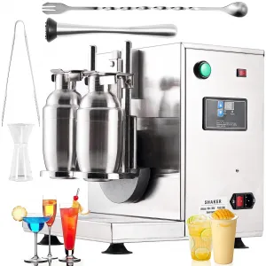 Automatic Milk Tea Shaking Machine, Electric Double Frame Milk Tea and Cocktail Shaker, 400r/min, Stainless Steel & Double Cups for for Bubble Tea, Boba Tea, Juice, Coffee, Milk, Wine
