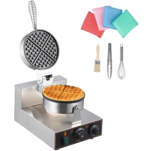 commercial Waffle Maker - Create Delicious Waffle,1200W 110V Stainless Steel with 8.3” Non-stick Baking Tray, Temperature & Time Control for Restaurant, Coffee Shop