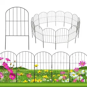28Pcs Decorative Garden Fence, 30ft (L) x 24in (H) No Dig Fence, Rabbits Dog Barrier Fence, Coated Metal Wire Garden Fence