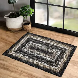 Bordered Black Multi 2x3 Braided Rugs Entryway Rugs Indoor Rustic Area Rug Washable Rug Modern Geometric Area Rug Non-Slip Boho Rug for Living Room Bedroom Kitchen