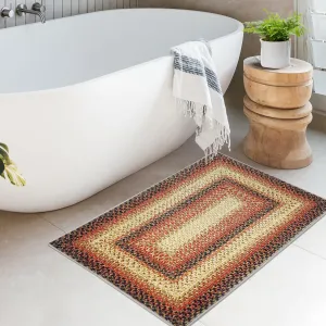 Bordered Red Multi 2x3 Area Rug Washable Rugs Modern Rug Red Small Rug Accent Geometric Distressed Rug Non-Slip Throw Area Rugs for Door Mat Bedroom Living Room Bath Laundry Room Rug Decor