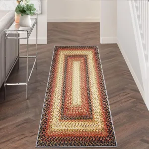 Bordered Red Multi 2x10 Long Kitchen Runner Rug Hallway Runner Rug Braided Runenr Rug Laundry Runner Rug Boho Rug Modern Geometric Runner Rug Washable Rug for Entryway Living Room Bedroom