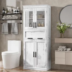 Freestanding Bathroom Storage Cabinet with 2 Doors and Drawer, White