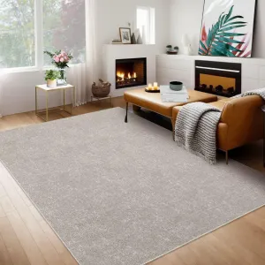 Living Room Rug 8X10 Large Soft Machine Washable Solid Contemporary Rug Natural Rug Indoor Carpet Non Slip Accent Rug Low Pile Foldable Rug for Nursery Office, Natural