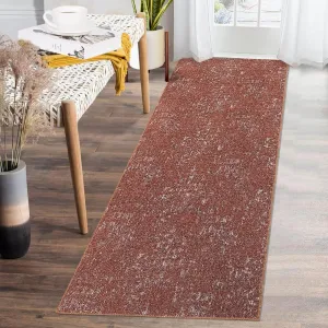 Hallway Rug 2X6 Washable Runner Rug Non Slip Soft Rug Brick Red Rug Solid Contemporary Floor Bathroom Rug Non Shedding Indoor Carpet Low Pile Kitchen Rug for Living Room, Brick Red