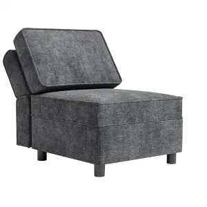 Modular Sectional Sofa Middle Module with Storage Space 11 Angles Adjustable Backrest Grey 31" D x 26" W x 33" H