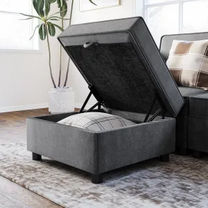 Storage Ottoman Modular Reversible Chaise Module Couch Convertible Bench Sectional Free Configuration Ottoman for Living Room & Bedroom Grey 26" D x 26" W x 17" H