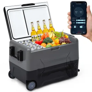 55L Car Refrigerator with Dual - zone, Fast Cooling, Low Noise, Portable Wheels, AC/DC Adapters & Durable Build
