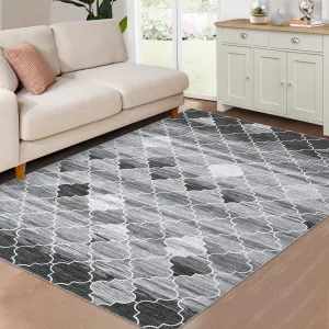 Machine Washable Area Rug 5x7 Modern Moroccan Area Rug for Living Room Bedroom Contemporary Geometric Non-Slip Stain Resistant Accent Rug Carpet for Home Decor Floor Decoration, Grey