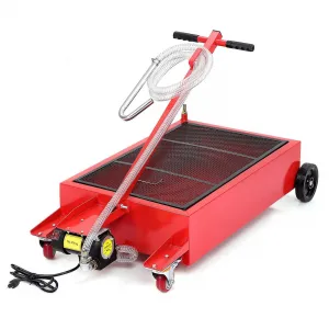 20 Gallon Electric Oil Drain Pan with 110V Pump & 8 Ft Hose, Low Profile & T Folding Handle Oil Drain Cart for Truck, Cars, SUVs