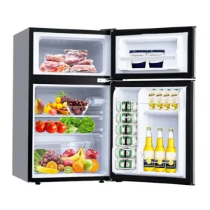 3.2 Cu. Ft Mini Fridge, Double Door, 5 Settings for Dorms