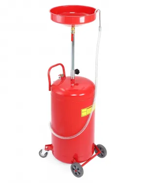 20 Gal Oil Drain with Air Operated Portable, Adjustable Funnel with Wheel